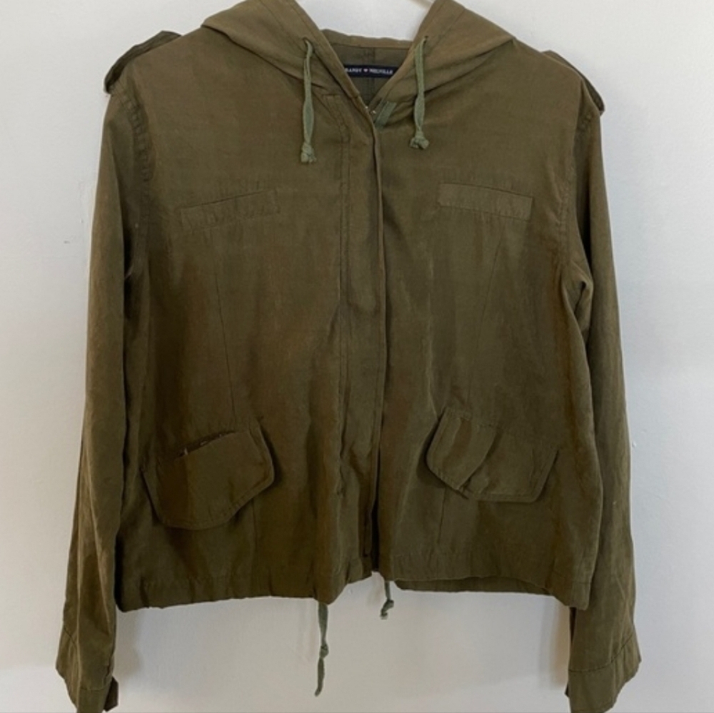 Brandy Melville Olive Green Military Hooded Jacket Size M/L